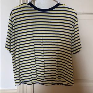 Brandy Melville White, Yellow, Navy Striped TShirt